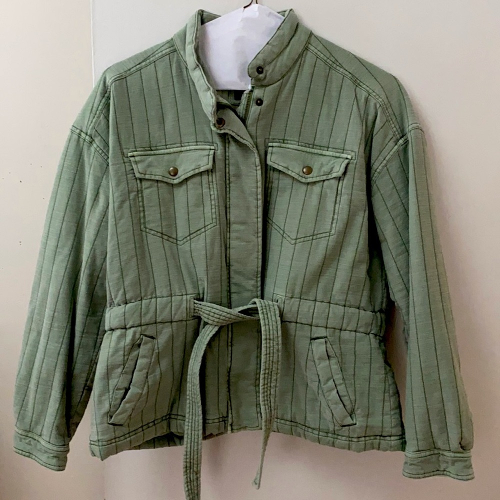 GAP Quilted Utility Belted Jacket In Green Dollar Size Medium.